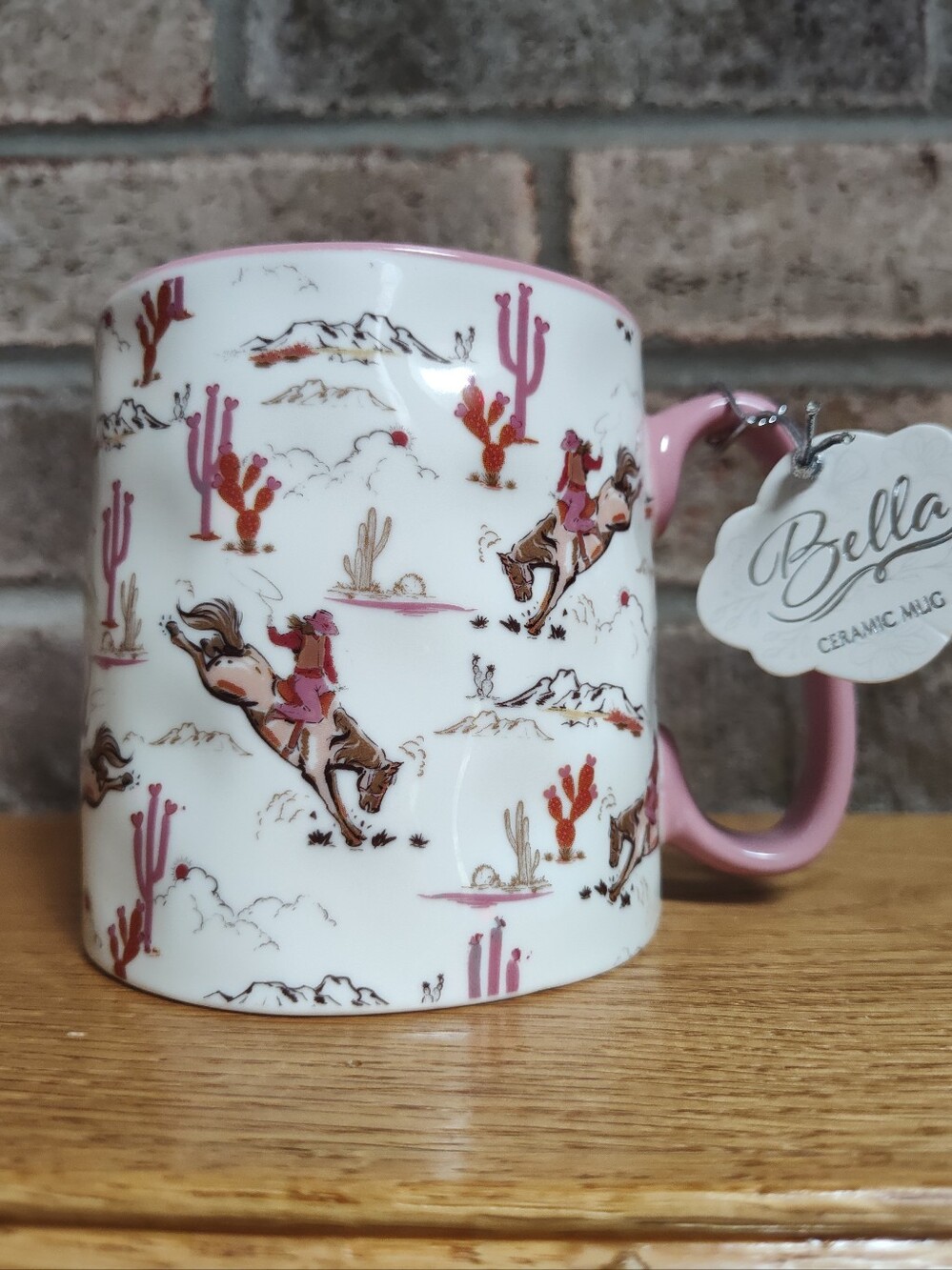Bella Ceramic Pink Western Rodeo Mug